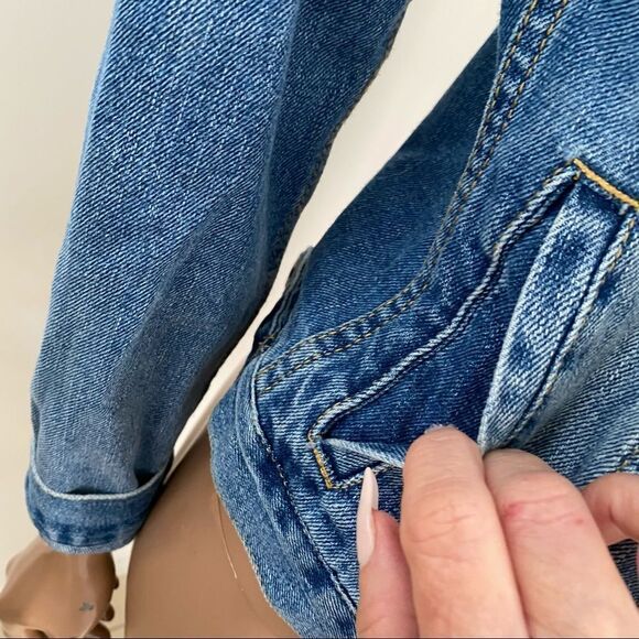 Sunset + Spring Ruffle Trim Blue Denim Jacket S - Picture 7 of 13